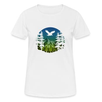 Aigles et montagnes (rond / bleu / vert) - T-shirt respirant Femme - blanc - Devant - AI Model Female 172 dark (172cm)