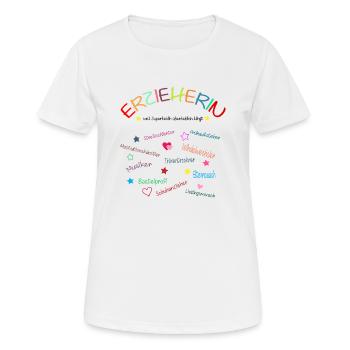 Erzieherin und so viel mehr Geschenkidee Pädagoge - Frauen T-Shirt atmungsaktiv - Weiß - Vorne - AI Model Female 172 dark (172cm)