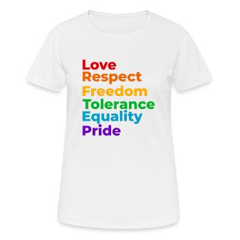 Amour Respect Tolérance - T-shirt respirant Femme - blanc - Devant - AI Model Female 172 dark (172cm)