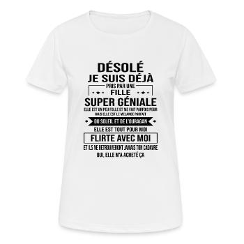 Je Suis Déjà Pris Par Une Fille Super Géniale - T-shirt respirant Femme - blanc - Devant - AI Model Female 172 dark (172cm)