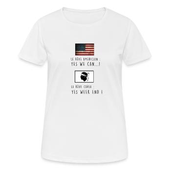 americain corse - T-shirt respirant Femme - blanc - Devant - AI Model Female 172 dark (172cm)