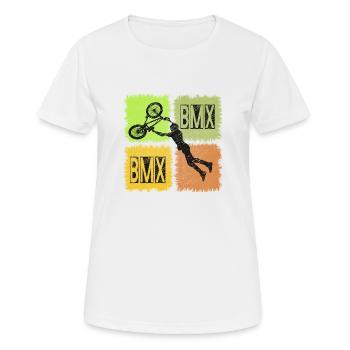 BMX Rider Action Shirt - Frauen T-Shirt atmungsaktiv - Weiß - Vorne - AI Model Female 172 dark (172cm)