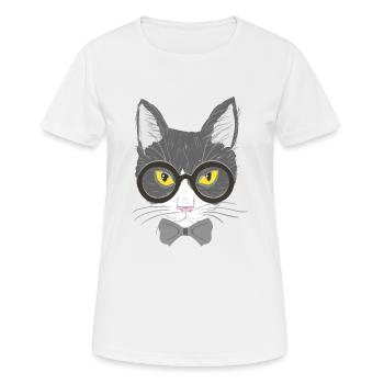 Katzengesicht - Frauen T-Shirt atmungsaktiv - Weiß - Vorne - AI Model Female 172 dark (172cm)