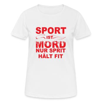 SPORT IST MORD NUR SPRIT HÄLT FIT - Frauen T-Shirt atmungsaktiv - Weiß - Vorne - AI Model Female 172 dark (172cm)
