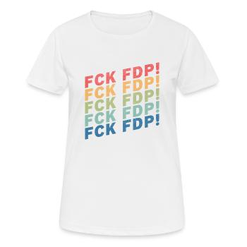 FCK FDP - Frauen T-Shirt atmungsaktiv - Weiß - Vorne - AI Model Female 172 dark (172cm)
