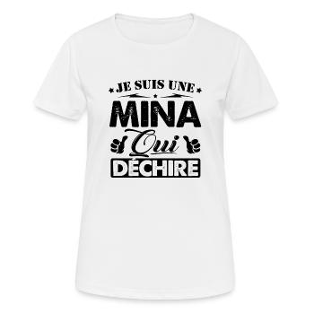 Cadeau Mina Je suis une Mina qui Déchire - T-shirt respirant Femme - blanc - Devant - AI Model Female 172 dark (172cm)