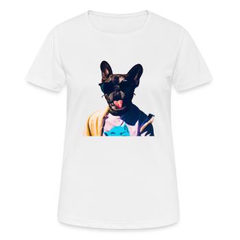 Drôle de chien avec la langue tendue - T-shirt respirant Femme - blanc - Devant - AI Model Female 172 dark (172cm)