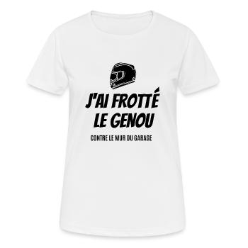 j'ai frotté le genou - T-shirt respirant Femme - blanc - Devant - AI Model Female 172 dark (172cm)
