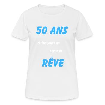 45 ans et toujours un corps de rêve 3 - T-shirt respirant Femme - blanc - Devant - AI Model Female 172 dark (172cm)