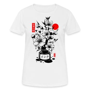 Encre cerisier japonais - noir - T-shirt respirant Femme - blanc - Devant - AI Model Female 172 dark (172cm)