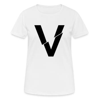 V cassé - T-shirt respirant Femme - blanc - Devant - AI Model Female 172 dark (172cm)