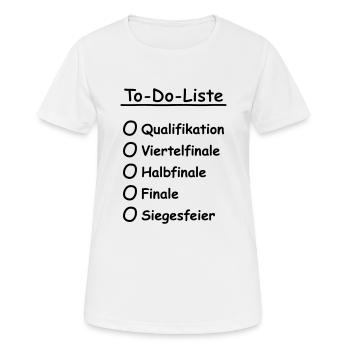 To-Do-Liste (Sport Turnier / Kurz) - Frauen T-Shirt atmungsaktiv - Weiß - Vorne - AI Model Female 172 dark (172cm)