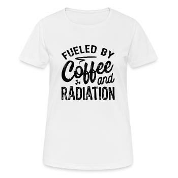 Angetrieben durch Kaffee und Strahlung - Frauen T-Shirt atmungsaktiv - Weiß - Vorne - AI Model Female 172 dark (172cm)