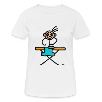 Strichmännchen bügeln - Frauen T-Shirt atmungsaktiv - Weiß - Vorne - AI Model Female 172 dark (172cm)