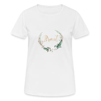 Équipe Bride cercle fleurs feuilles personnalisable - T-shirt respirant Femme - blanc - Devant - AI Model Female 172 dark (172cm)