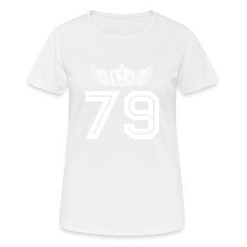 79 Zahl Krone - Frauen T-Shirt atmungsaktiv - Weiß - Vorne - AI Model Female 172 dark (172cm)