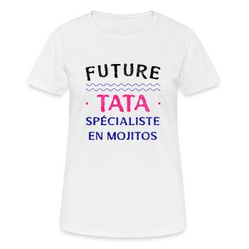 Future Tata Spécialiste en Mojitos - T-shirt respirant Femme - blanc - Devant - AI Model Female 172 dark (172cm)