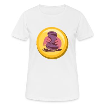 Icône de médaille d’or autocollant de poterie - T-shirt respirant Femme - blanc - Devant - AI Model Female 172 dark (172cm)