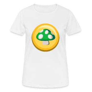 Icône d’autocollant de champignon vert - T-shirt respirant Femme - blanc - Devant - AI Model Female 172 dark (172cm)