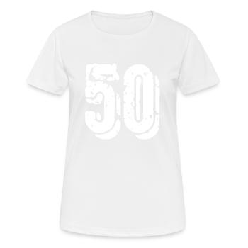50 number jersey - Women's Breathable T-Shirt - white - Front - AI Model Female 172 dark (172cm)