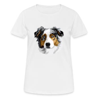 Tête de berger australien - T-shirt respirant Femme - blanc - Devant - AI Model Female 172 dark (172cm)