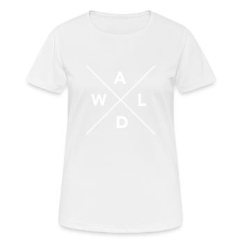 BOIS SCIE TRONÇONNEUSE CADEAU FORÊT DES FRÈRES BOIS - T-shirt respirant Femme - blanc - Devant - AI Model Female 172 dark (172cm)