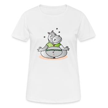 Hippo-Yoga - Frauen T-Shirt atmungsaktiv - Weiß - Vorne - AI Model Female 172 dark (172cm)