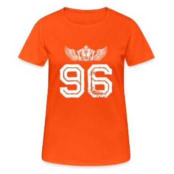 96 Couronne numérique - T-shirt respirant Femme - orange néon - Devant - AI Model Female 172 dark (172cm)