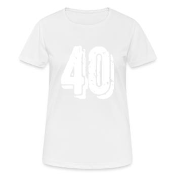 40 Zahl Trikot - Frauen T-Shirt atmungsaktiv - Weiß - Vorne - AI Model Female 172 dark (172cm)