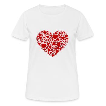 MULTI CŒURS ROUGES - T-shirt respirant Femme - blanc - Devant - AI Model Female 172 dark (172cm)