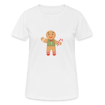 Lebkuchenmann mit Zuckerstange - Frauen T-Shirt atmungsaktiv - Weiß - Vorne - AI Model Female 172 dark (172cm)