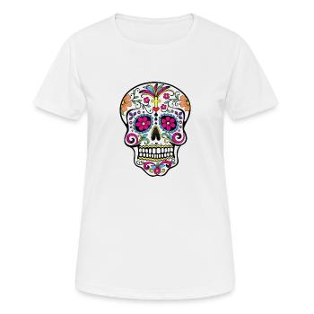 Dia de los Muertos Schädel - Frauen T-Shirt atmungsaktiv - Weiß - Vorne - AI Model Female 172 dark (172cm)
