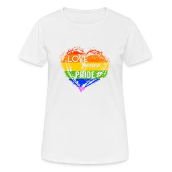 LGBT Love Peace Pride Cœur Gay Pride Rainbow - T-shirt respirant Femme - blanc - Devant - AI Model Female 172 dark (172cm)