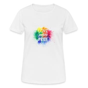 LGBT Love Peace Gay Pride Regenbogen - Frauen T-Shirt atmungsaktiv - Weiß - Vorne - AI Model Female 172 dark (172cm)