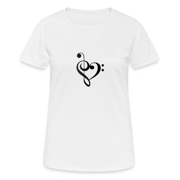 Heart Music Clef Bass Clef - Women's Breathable T-Shirt - white - Front - AI Model Female 172 dark (172cm)