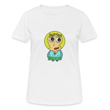 Rundkopf Frau Comicfigur blond Blondine Hübsch wtf - Frauen T-Shirt atmungsaktiv - Weiß - Vorne - AI Model Female 172 dark (172cm)
