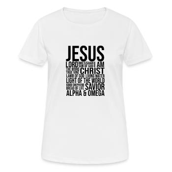 NAMEN VON JESUS CHRISTUS Christlich Geschenkidee - Frauen T-Shirt atmungsaktiv - Weiß - Vorne - AI Model Female 172 dark (172cm)