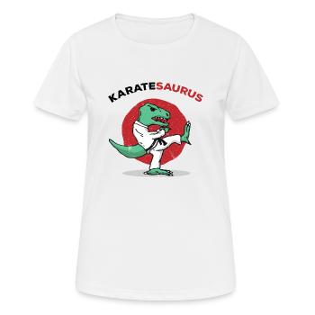 Karate Kung Fu Judo Kampfsport Dino T-rex Geschenk - Frauen T-Shirt atmungsaktiv - Weiß - Vorne - AI Model Female 172 dark (172cm)
