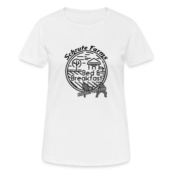 Schrute Farms chambres d’hôtes et autodéfense - T-shirt respirant Femme - blanc - Devant - AI Model Female 172 dark (172cm)