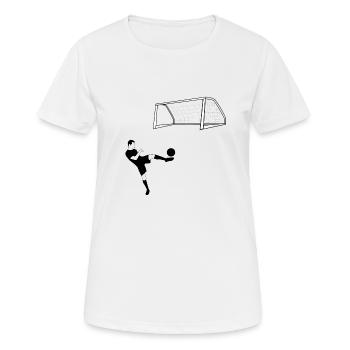 Un footballeur marque un but - T-shirt respirant Femme - blanc - Devant - AI Model Female 172 dark (172cm)