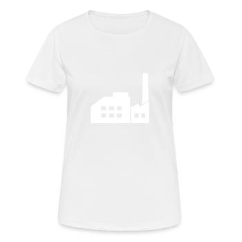 Eine weiße Fabrik im Industriegebiet - Frauen T-Shirt atmungsaktiv - Weiß - Vorne - AI Model Female 172 dark (172cm)