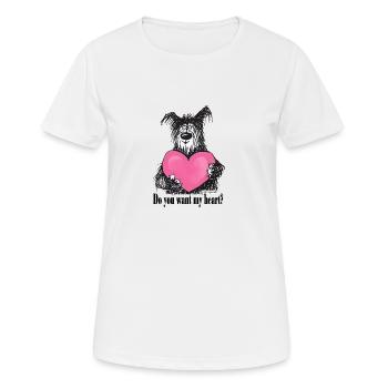 Chien offre son coeur - T-shirt respirant Femme - blanc - Devant - AI Model Female 172 dark (172cm)