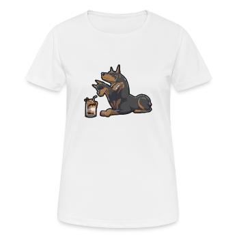 Dobermann Hund Kerberos Milchshake Rasse Geschenk - Frauen T-Shirt atmungsaktiv - Weiß - Vorne - AI Model Female 172 dark (172cm)