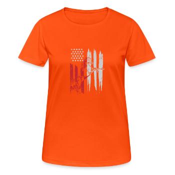 Flag Horse Riding Horse Wester Riding Gift Cowboy - Women's Breathable T-Shirt - neon orange - Front - AI Model Female 172 dark (172cm)