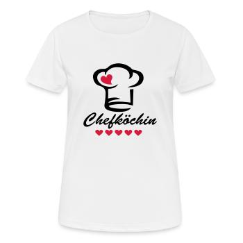 Chef Köchin, Koch Mütze, Fünf Herzen, Küche, Oma - Frauen T-Shirt atmungsaktiv - Weiß - Vorne - AI Model Female 172 dark (172cm)