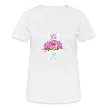 Donut Liebe Leben Love Live Doughnut Glück - Frauen T-Shirt atmungsaktiv - Weiß - Vorne - AI Model Female 172 dark (172cm)