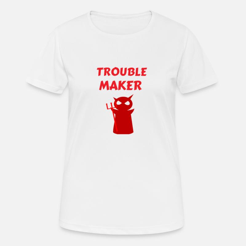 Troublemaker Trouble Devil - T-shirt respirant Femme - blanc
