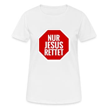 nur jesus rettet - Frauen T-Shirt atmungsaktiv - Weiß - Vorne - AI Model Female 172 dark (172cm)