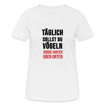 Versaute Sex Sprüche Shirt Sex-Süchtiger Geschenk - Frauen T-Shirt atmungsaktiv - Weiß - Vorne - AI Model Female 172 dark (172cm)