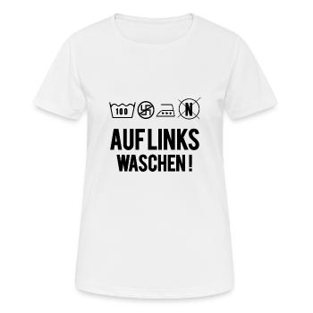 Gegen Nazis Anti Nazi auf links waschen Geschenk - Frauen T-Shirt atmungsaktiv - Weiß - Vorne - AI Model Female 172 dark (172cm)